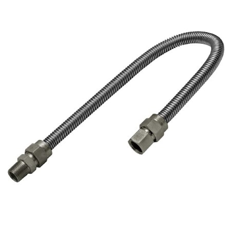 Flextron Gas Line Hose 5/8'' O.D. x 30'' Length 1/2" FIP x MIP Fittings, Stainless Steel Flexible Connector FTGC-SS12-30C